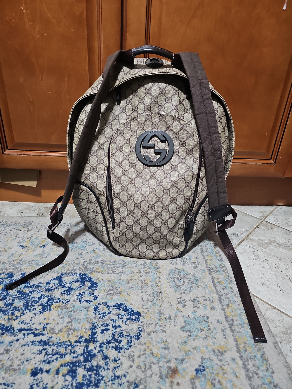 Gucci Beige/Brown GG Supreme Canvas Interlocking G Backpack